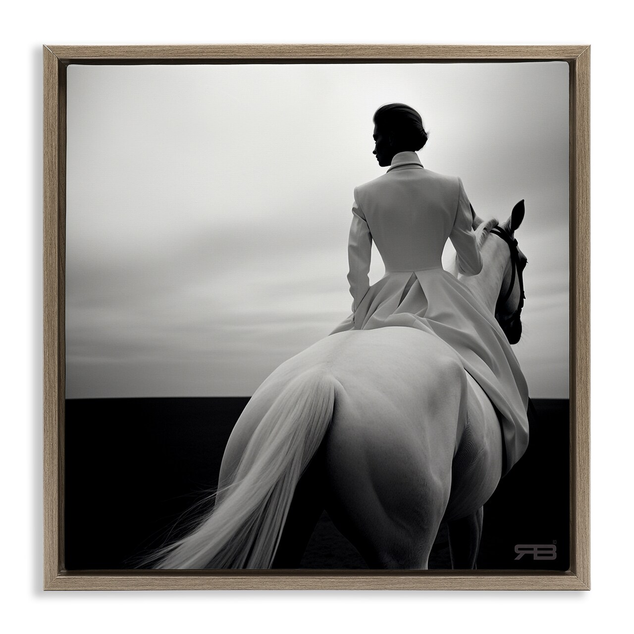 Stupell Industries Riding Horse into Horizon Framed Floater Canvas Wall Art Design by RB